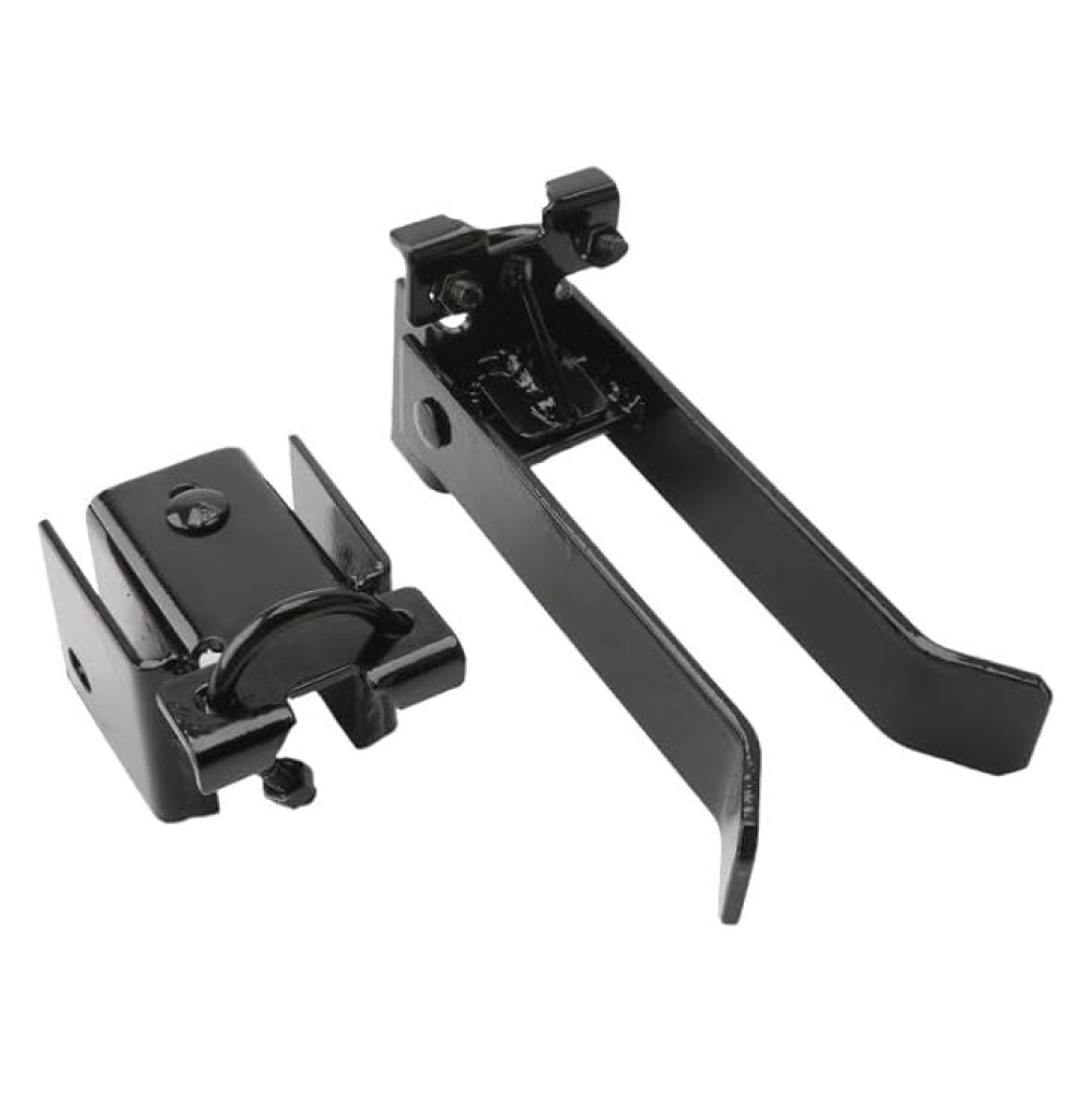Chain Link Double Gate Latch - 1-5/8" & 2" Frames, Powder Coated Black Steel - Ranch, Farm, Industrial Security Gate Hardware