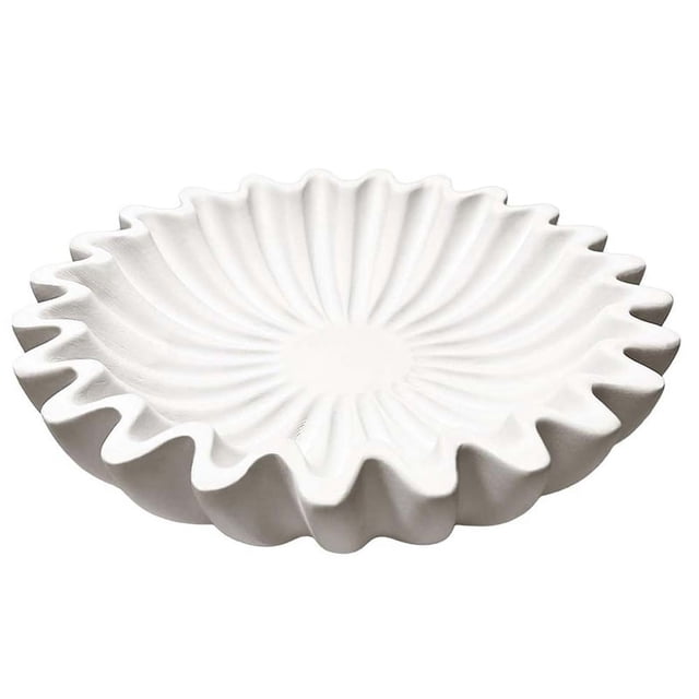 Fluted Ruffle Decorative Bowl Resin Scallop Fruit Bowl Key Bowl for Entryway Table Bowl for Coffee Dining Console Table