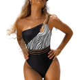 thumbnail image 5 of sunsanly Lady Monokini Hollow Out Spaghetti Strap Leopard Print Color Matching Backless Diving Sleeveless Slim Fit One Shoulder Beach Swimwear Water Sports Clothes, 5 of 8