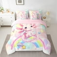 thumbnail image 2 of Castle Fairy Children Rainbow Axolotl 7-Piece Bedding Comforter Set,Cartoon Gradient King Bedding Sets,Cute Animal Ultra Soft Bed Sheets,Lightweight Room Decor, 2 of 8
