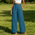 thumbnail image 3 of Tbopshirt Pants for Women Solid Color Loose Casual Pants with Pockets and Elastic Waistband,Navy,S-XXL, 3 of 6