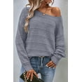 thumbnail image 7 of Classic Knit Sweater for Women - Light Grey Boat Neck with Pointelle Details - [ZhiHiMeRi] | (US 8-10)M, 7 of 7