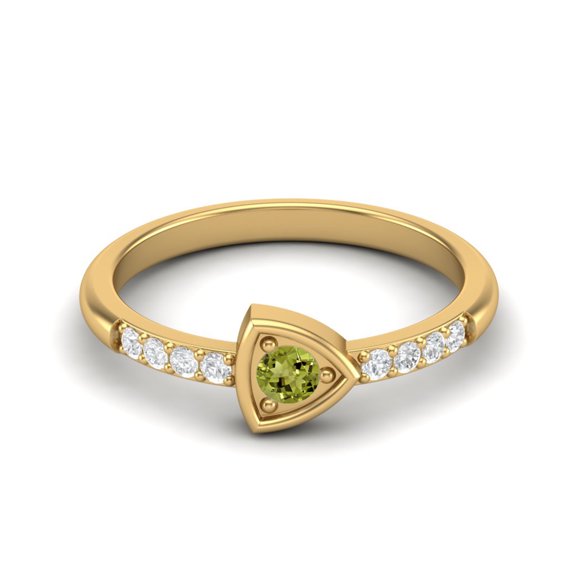 3mm Round Peridot 925 Sterling Silver Gold Vermeil Solitaire Triangle Mother's Day Gift Ring