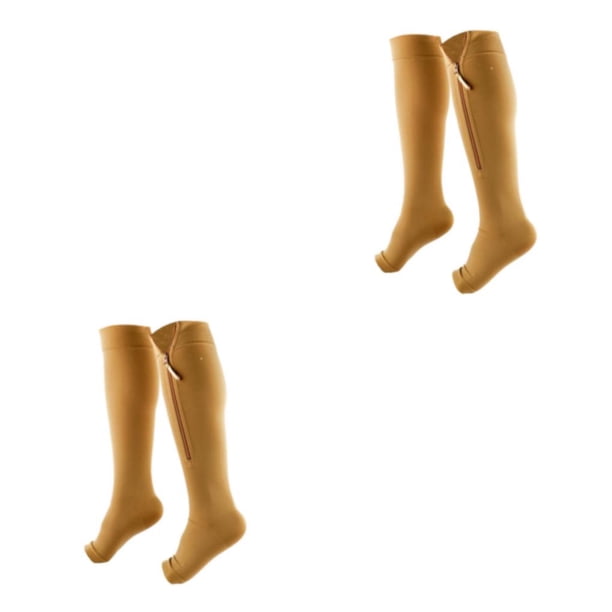Vogacara Calcetines de compresión graduados para mujer para mejorar la circulación y la comodidad Alta compresibilidad y color desnudo color desnudo METRO 2piezas