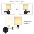 thumbnail image 5 of Swing Arm Wall Lamps Set of 2, Plug in Wall Light, Modern Bedroom Wall Sconce Fixtures with Linen Lampshade for Reading Hallway Living Room, 5 of 6