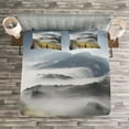 thumbnail image 3 of Ambesonne Misty Quilted Bedspread Set 3 Pcs, Landscape Mountains and Pier, Queen Size, Multicolor, 3 of 3