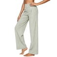 thumbnail image 2 of ClodeEU Women's Striped High Waist Pleated Wide Leg Pants,Casual Loose Trousers with Pockets ,Women's Plus L, 2 of 7