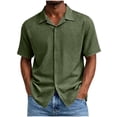 thumbnail image 3 of CBASIHI Mens Short Sleeve Button Down Shirts- Casual Summer Breathable Collared Loose Fit Business Work Wear Top Army Green Size L, 3 of 7
