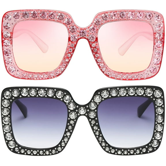 UPOUART 2-Pack Women's Sunglasses Black Frame Gray Lens UV Anti-Glare Fashionable Design Perfect for Back to School