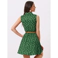thumbnail image 4 of DARING DIVA Unlined Sleeveless Mini Belted Dress L Green-cat Print, 4 of 6