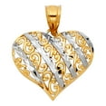 thumbnail image 2 of 14K Two Tone Gold Fancy Design Heart Charm Pendant with 1.4mm Flat Open Wheat Chain Necklace - 20", 2 of 6