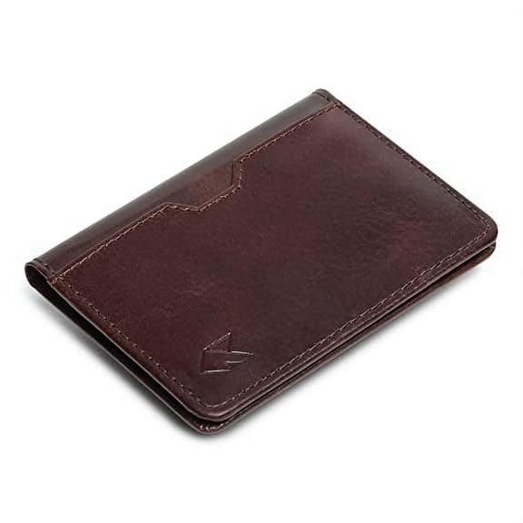 FOXHACKLE Leather Credit Card Holder for Mens, Thin Bifold RFID Blocking Wallet, Slim Front Pocket Minimalist Wallet, Small Card Case (Brown Color)