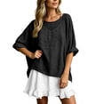 thumbnail image 3 of Yeaiivve Women's Beach Outfit 2 Piece Cotton Linen Long Sleeve Blouse Spaghetti Straps Ruffle Hem Mini Dress Lightweight Vacation Travel Set for Women Black,S, 3 of 8