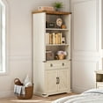 thumbnail image 2 of Dextrus 5-Shelf Bookcase with Doors & Drawer, Tall Wood Storage Cabinet with Adjustable Shelves for Home & Office, 2 of 13