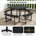 thumbnail image 6 of Costway Round Picnic Table Bench Set with 4 Benches Umbrella Hole All Weather Tabletop Black, 6 of 10