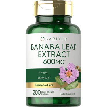 Banaba Leaf Extract 600mg | 200 Capsules for Men and Women | by Carlyle