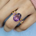 thumbnail image 6 of Natural Amethyst Cocktail Ring-Personalized Gold Ring- Carved Anniversary Ring-Art nouveau Jewelry-Gold Leaf Promise Ring, 6 of 13