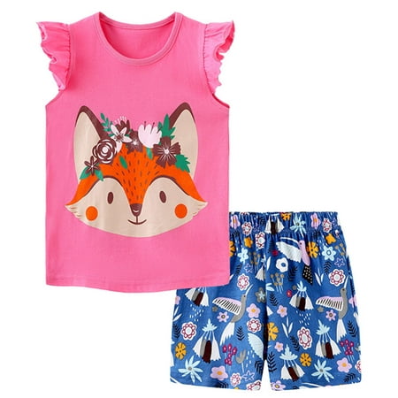 

Aolyty Toddler Girls T-Shirts and Shorts Outfit Set Cotton 2 Piece 2T