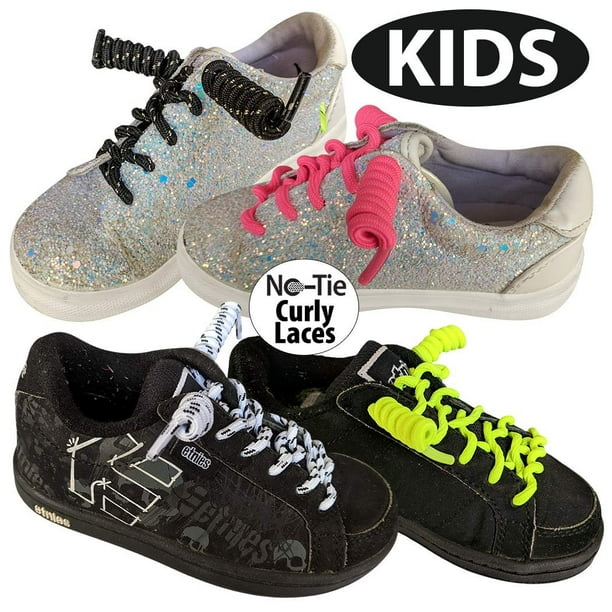FootMatters No Tye Shoelaces Elastic Curly Stretchy For Kids and Adults Blue 2 Pairs Walmart