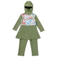 thumbnail image 6 of IBTOM CASTLE Kids Girls Muslim Swimsuit Long Sleeve Butterfly Flower Printed Islamic Swimwear Burkini Full Cover Cap Top Pants 3PCS Modest Bathing Suit 3-4 Years Sage Green, 6 of 8