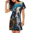 thumbnail image 2 of Uemuo Sunset Sunflower Dog Pattern Women’s Nightdress – Casual Sleep Shirt, Soft Relaxed Fit Short-Sleeved Cotton Sleepwear for Home, Bedtime, and Lounging, 2 of 6