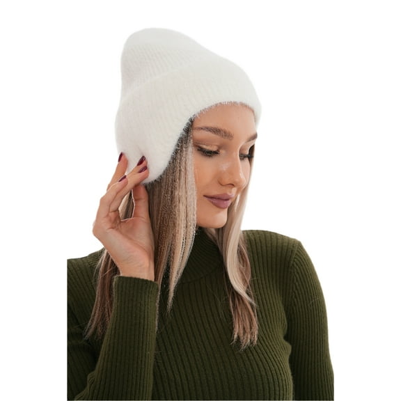 Wear Sierra Women’s Beanie Earflaps, Soft Knit Warm Full Coverage Design, Cream, One Size