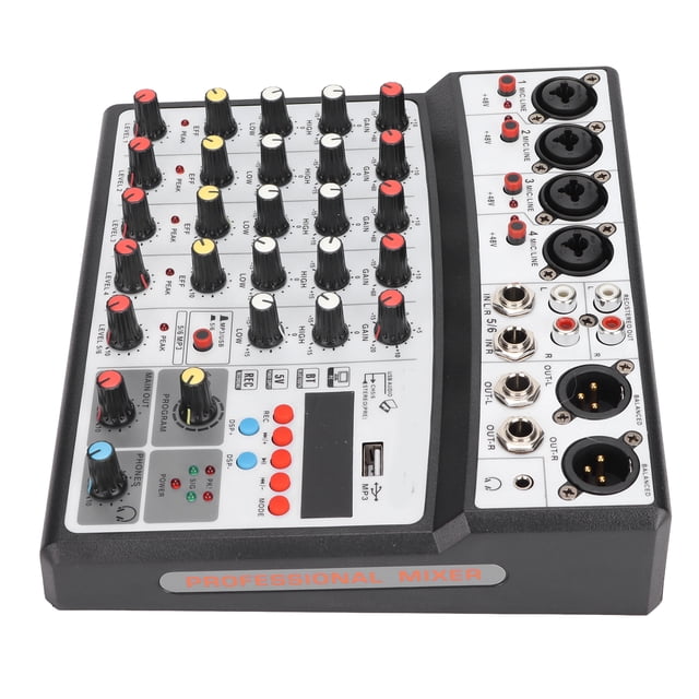 Mixeur Audio, Mixeur Audio 6 Canaux Console de Mixage Stéréo Élégant et Moderne