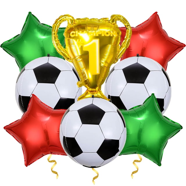 Trofeo Party Balloons OIWLCI 4D para el campeonato de fútbol, verde y rojo