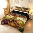 thumbnail image 2 of Homewish Colorful Nature Tree Full Size Comforter Sets,Romantic Butterflies Floral Bedding Comforter Set,Yellow Green,Black Reversible,3-Piece,1 Comforter and 2 Pillowcases, 2 of 7