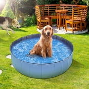 Moclever Foldable Dog Swimming Pool, 63in Kids Swimming Pool Outdoor Bathing Tub for Baby Pet, Blue