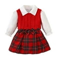 thumbnail image 2 of GBSYEWXS Outfits Sets For Teen Girls Size 3-4 T Long Sleeve Plaid Print Sweater Skirt Cute Red Clothing Sets 3Pc, 2 of 7