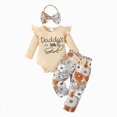 thumbnail image 4 of CAUYDY Infant Girl Clothes Set Preemie Girls Long Sleeved Bodysuit Baby Fall Winter Romper Toddler Going Home Outfit 0 3 6 9 Months 1T 2T Sizes 6-12 Months,Khaki, 4 of 8