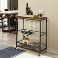 thumbnail image 3 of 3-Tier Bar Carts Kitchen Serving Utility Cart on Wheels with Storage for Outdoor,Kitchen,Club,Living Room, Wood Furniture with Metal Frame, 3 of 8