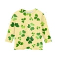 thumbnail image 3 of St Patrick's Day Shirt Kids Clover Shamrock 3/4 Sleeve Shirt Loose Fit Graphic Irish Tees Tops Casual Cute Summer Clothes,Yellow 10-11 Years, 3 of 4