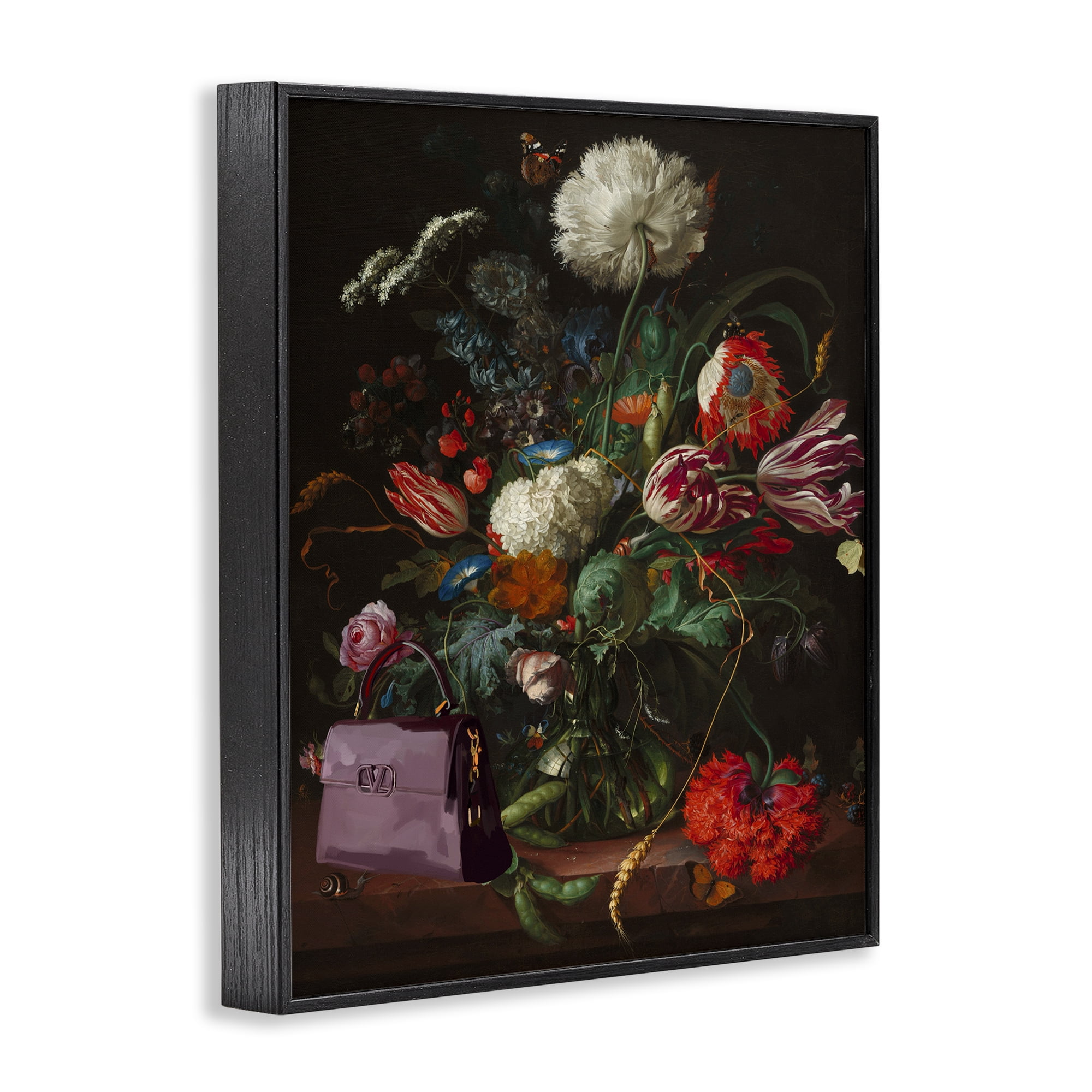 Stupell Industries Glam Vintage Bouquet Botanical & Floral Painting Black Framed Art Print Wall Art, 11 x 14