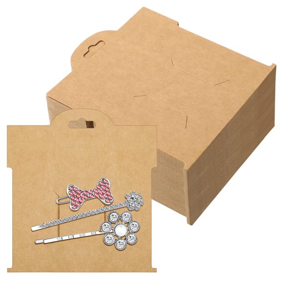 50 Piezas Tarjetas de Exhibición de Clips para el Cabello Tarjetas de Soporte para Lazos de Cabello Kraft de 4,75 x 5,25 Pulgadas Exhibición de Lazo Marrón Clip Rectangular Cartón Recolector para Pasa