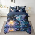 thumbnail image 3 of Manfei Dreamy Glitter Hummingbird 7-Piece Twin Bedding Sets, Bling Lotus Bedding Comforter Set, Stars Starry Sky Reversible Sheet Sets, Lightweight Room Decor, 3 of 8