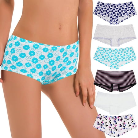 

Curve Muse Pack of 6 Sexy Sheer Lace Tanga Hipster Boyshort Panties -Pack B-S/5