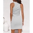 thumbnail image 2 of Nouveau Femmes Décontractée Sans Manches Débardeur Col Rond Bodycon Froissée Cravate Taille Mini Robes de Couleur Brillante Robe, 2 of 2