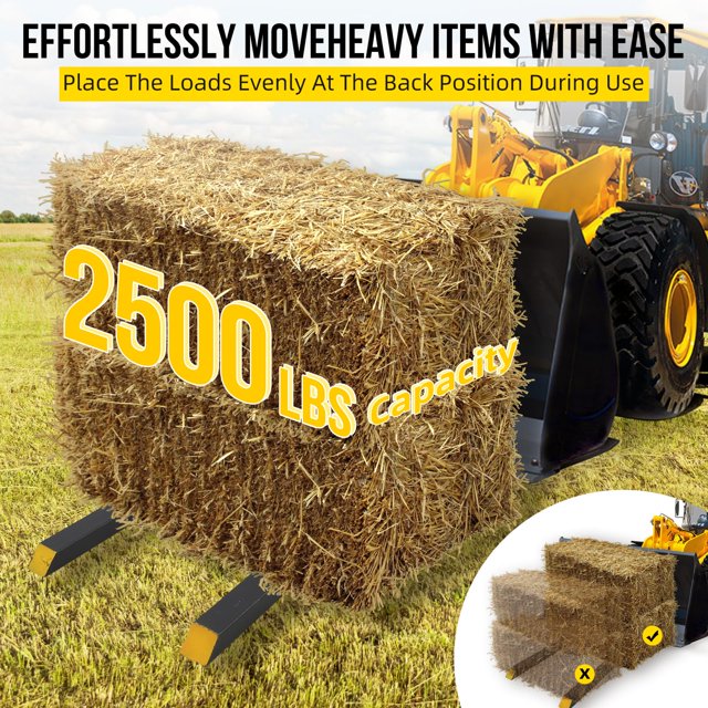 BeesClover Connecting Rod Heavy Duty Pallet Forks with Adjustable Stabilizer Bar for Loader Bucket Skid Steer Tractor
