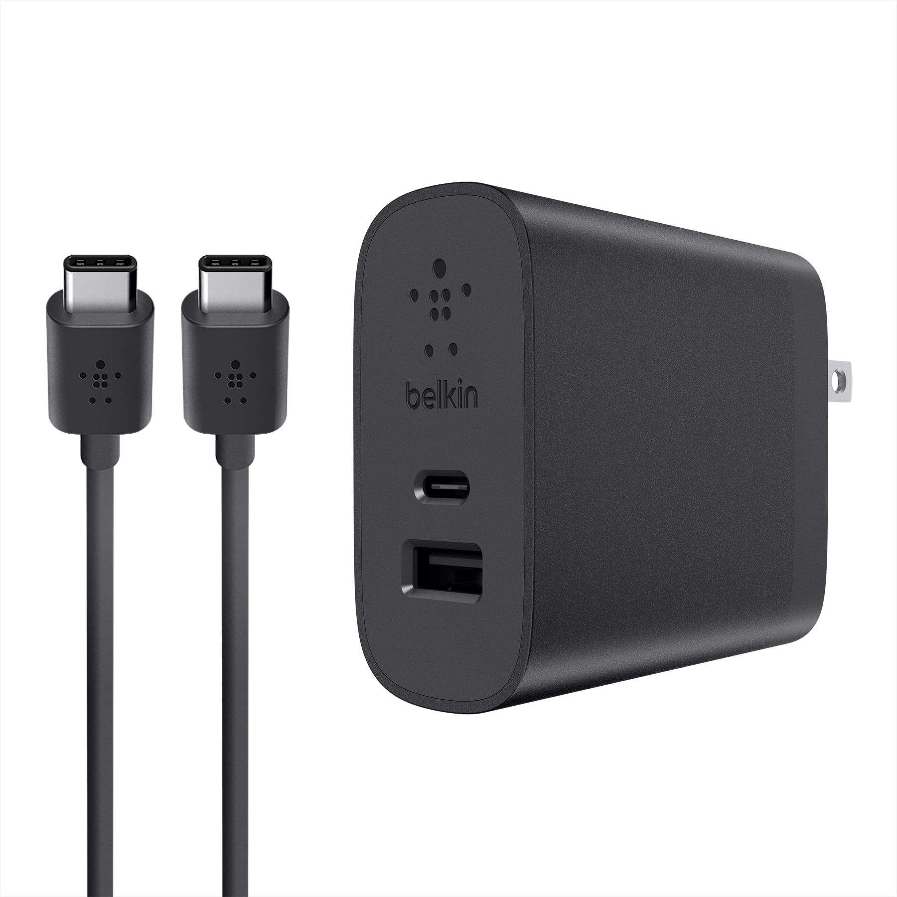 Pakket Alice Sijpelen Belkin USB-C 2 Port 27w Wall Charger w/ 6ft USB-C to USB-A Cable, Black -  Walmart.com