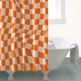thumbnail image 4 of Orange and White Wavy Checkerboard Pattern Shower Curtain 72"x84" ,Bathroom Decorative Shower Curtains Set with 12 Hooks,Modern Waterproof Washable Shower Curtain, 4 of 6