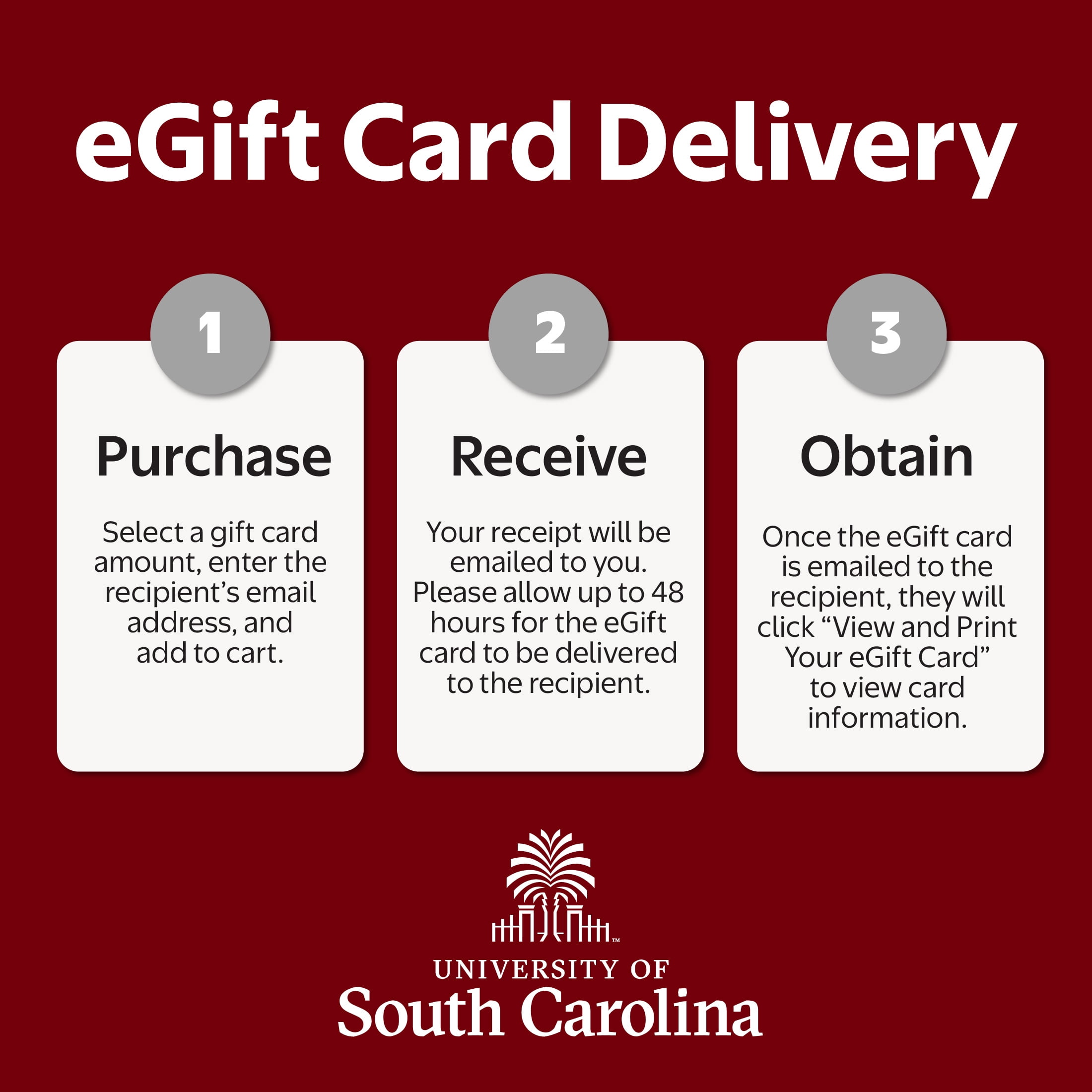 Mastercard® $20-$500 eGift Card University of South Carolina (Plus $6.84 Purchase Fee) [Email Delivery]