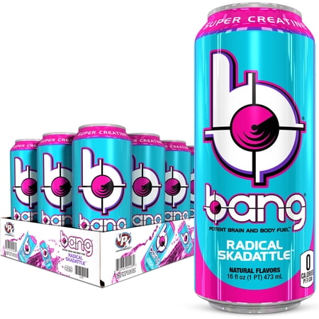 Bang Energy Drink with CoQ10 Creatine Radical Skadattle (12 Drinks  16 Fl Oz. Each)