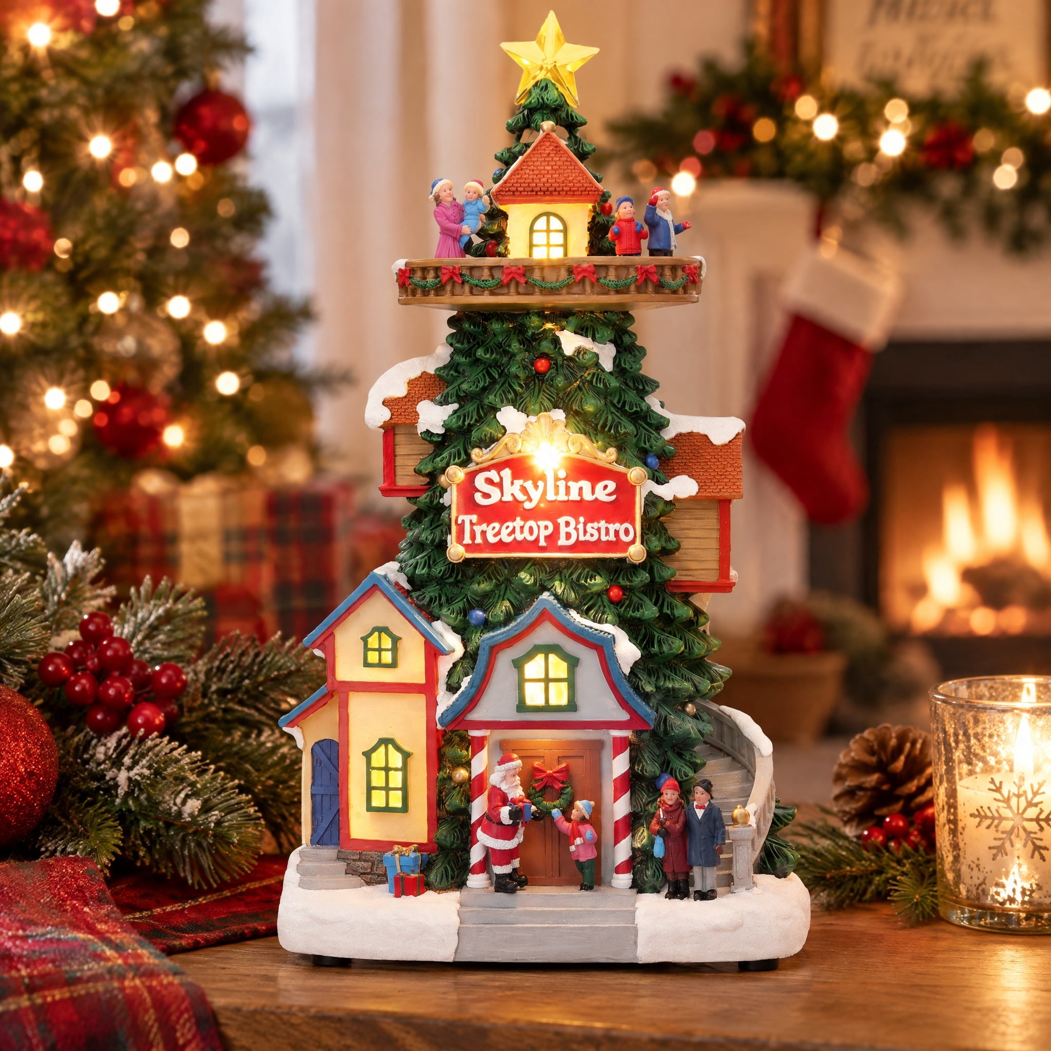 Light-Up and Musical Mountain Scene Christmas Village Building, Multicolor, 15.5", by Holiday Time