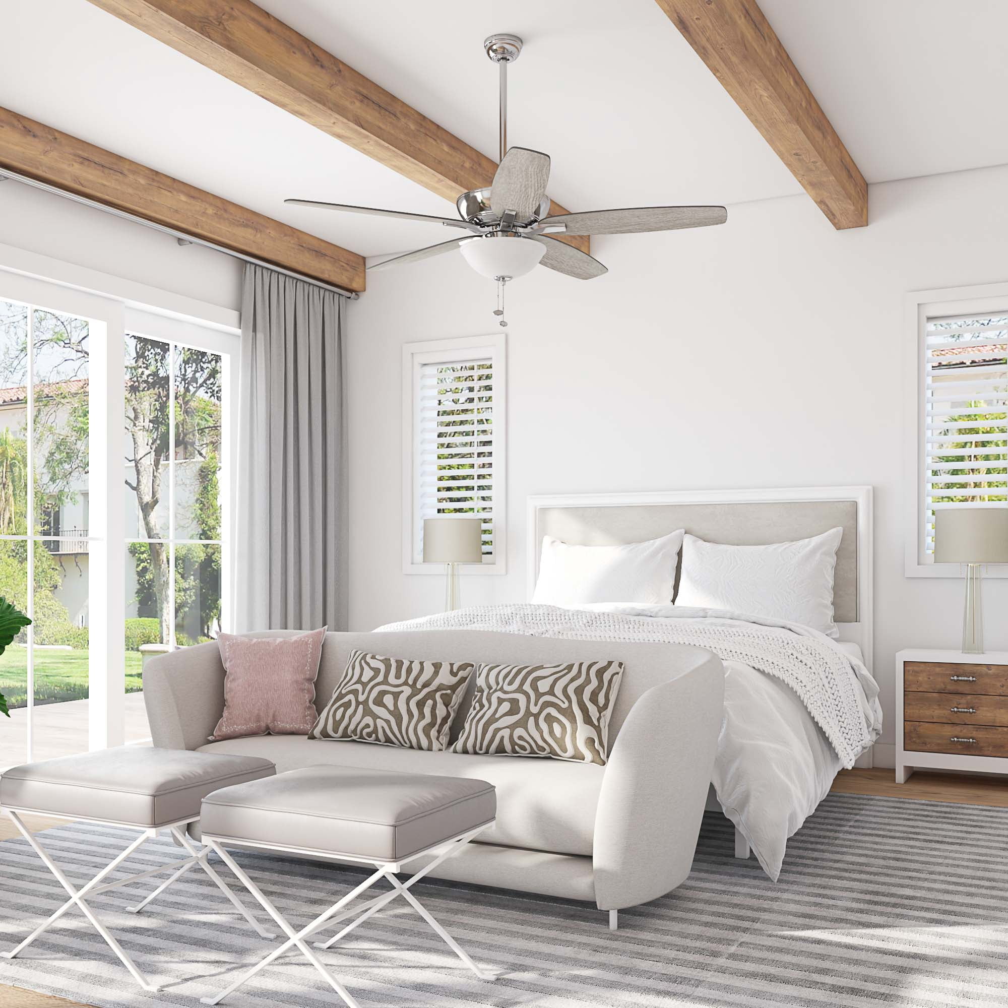 Mainstays Nickel Traditional 60" Brushed LED Living Room Ceiling Fan with Pull Chains
