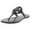 Perfect Black, variant on Womens Metal Miller Leather T-Strap Thong Sandals