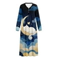 thumbnail image 5 of Tutolipy Cat Moon Printed Nightgowns for Women V Neck Sleepwear Long Sleeve Loungewear Comfy House Dress for Home, XL, 5 of 7