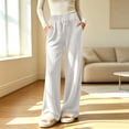 thumbnail image 3 of Iyufng Ribbed Knit Wide Leg Pants for Women Elastic Drawstring High Waist Womens Comfy Casual Lounge Pants with Pockets, 3 of 8