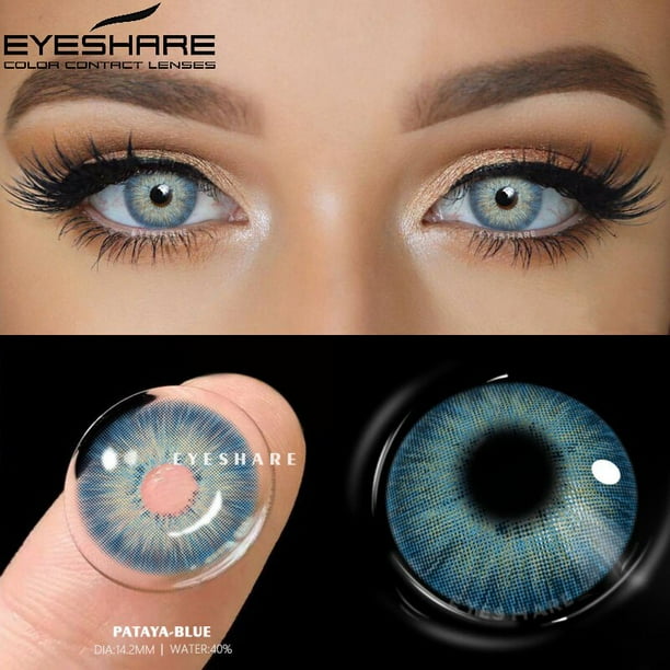 EYESHARE lentes de contacto de Color azul para ojos lentillas de Color azul multicolor para estudiantes de belleza 1 par Bodega Aurrera en linea